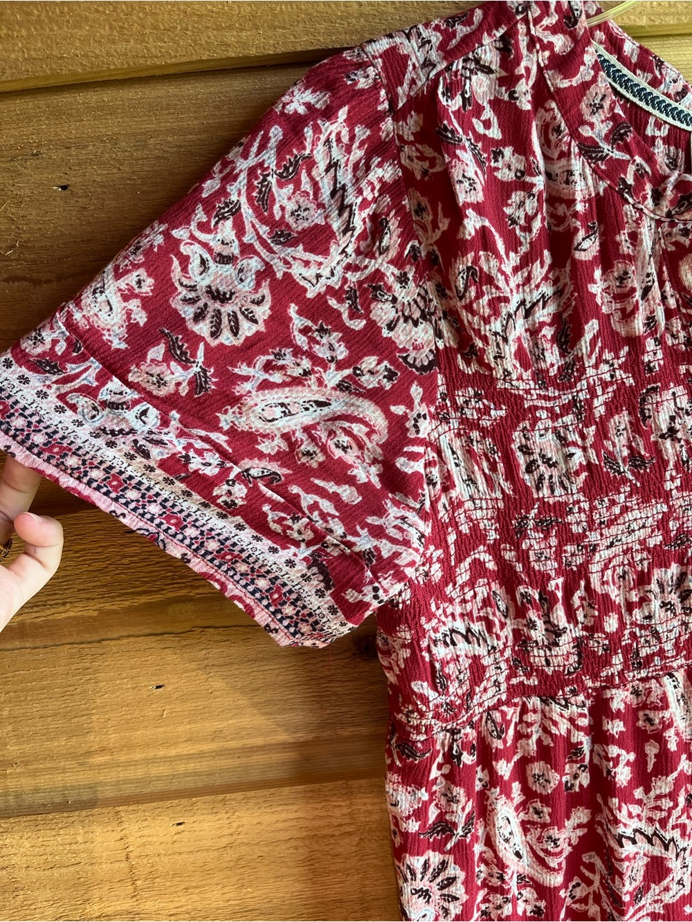 KNOX ROSE - Boho Red Floral Midi Dress Lightweight Summer Dress - Picture 5 of 11